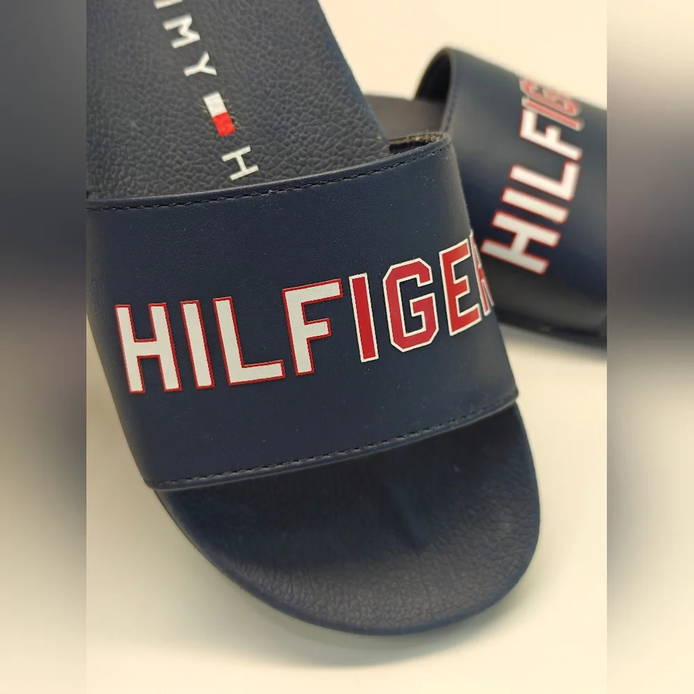 13K Tommy Hilfiger Navy Logo Unisex Kids Boy Girl Slides FLIP flops size 13